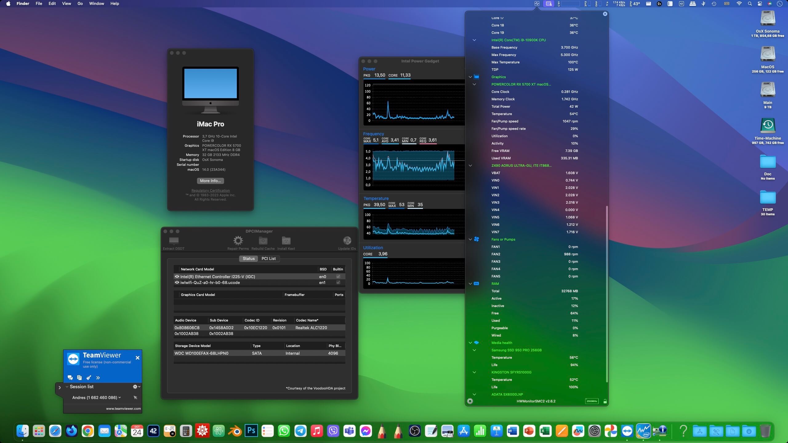 Success Hackintosh macOS Sonoma 14.0 Build 23A344 in Gigabyte Z490 Aorus Ultra G2 + Intel Core i9 10900K + PowerColor RX 5700 XT